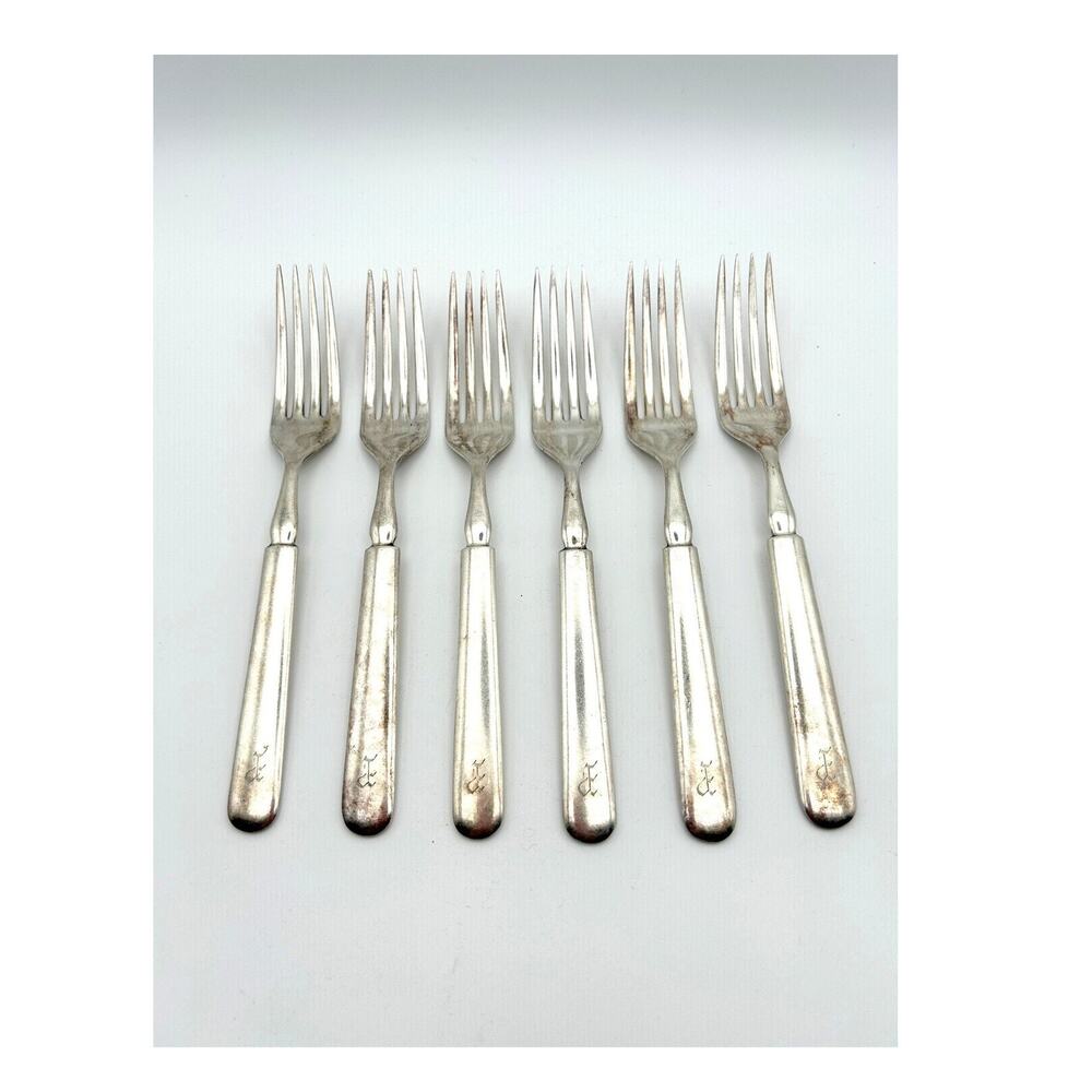 1847 Rogers Bros Forks Set of 6 Windsor Silverplate Monogramed "E"